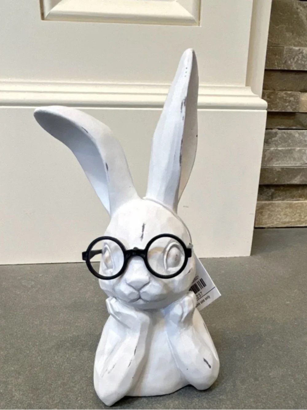 Hobby Lobby White Matte Rabbit with Glasses Figurine Easter with FREE Gift - Picture 2 of 10